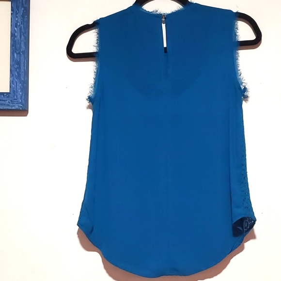 Bright Blue Lace-Patterned Blouse - Picture 2 of 2